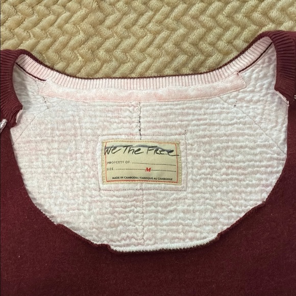 We The Free Burgundy and Pink Crew Neck Sweater - Picture 3 of 4